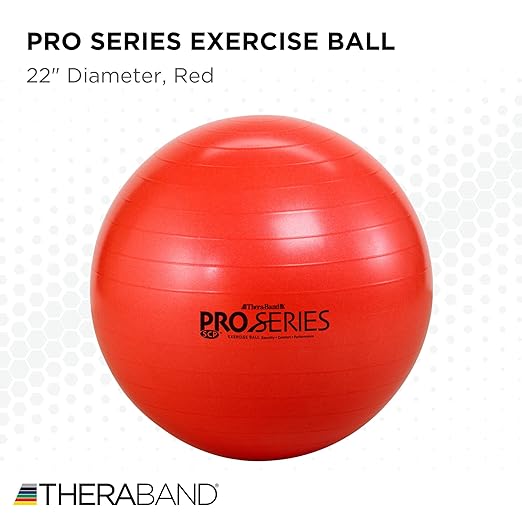 THERABAND Pro Series Exercise Ball, 22" Red Stability Trainer for 5'1"–5'6"