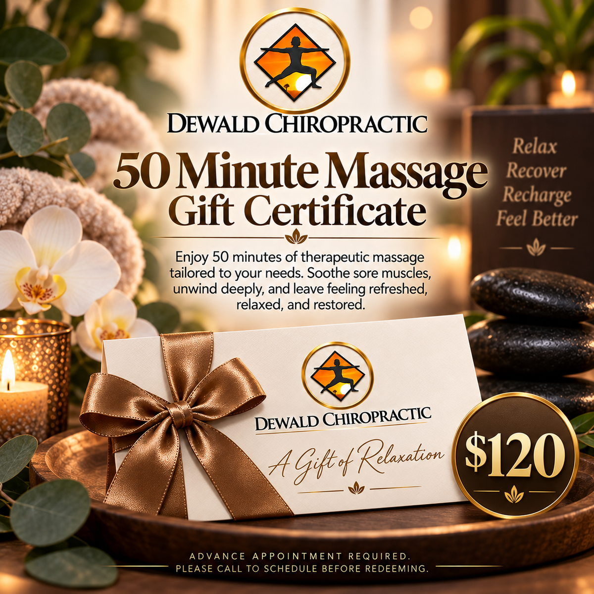 50 minute Massage Gift Certificate Dewald Chiropractic