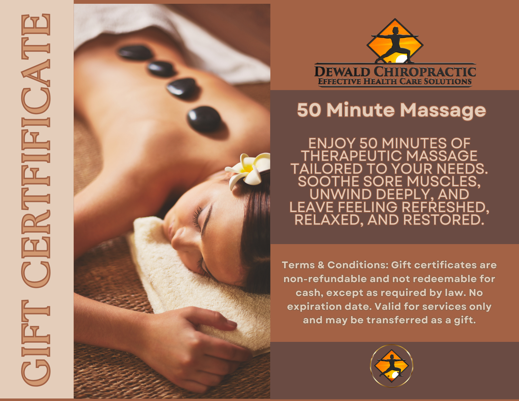 50 minute Massage Gift Certificate Dewald Chiropractic