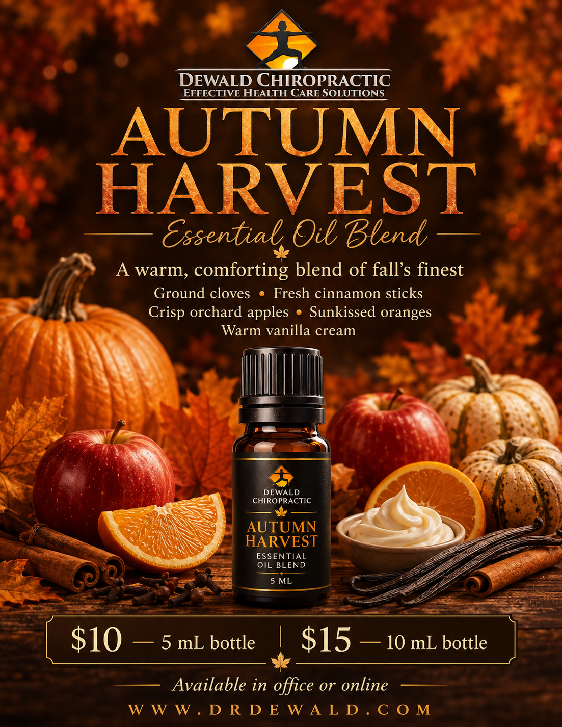 Autumn Harvest Essential Oil Blend | Clove Cinnamon Apple Orange Vanilla | 5ml & 10ml