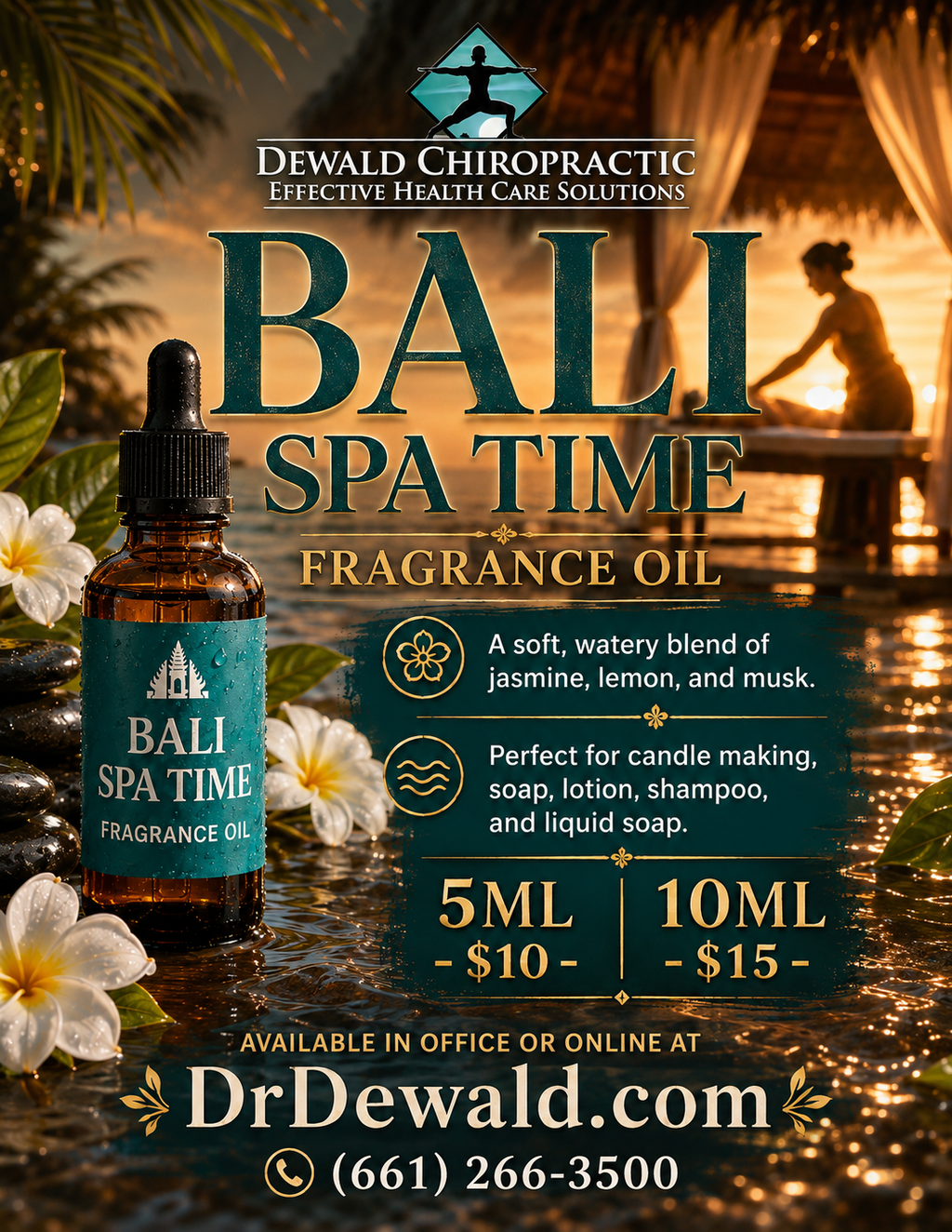 Bali Spa Time Fragrance Oil | Jasmine Lemon Soft Musk Spa Scent | 5ml & 10ml