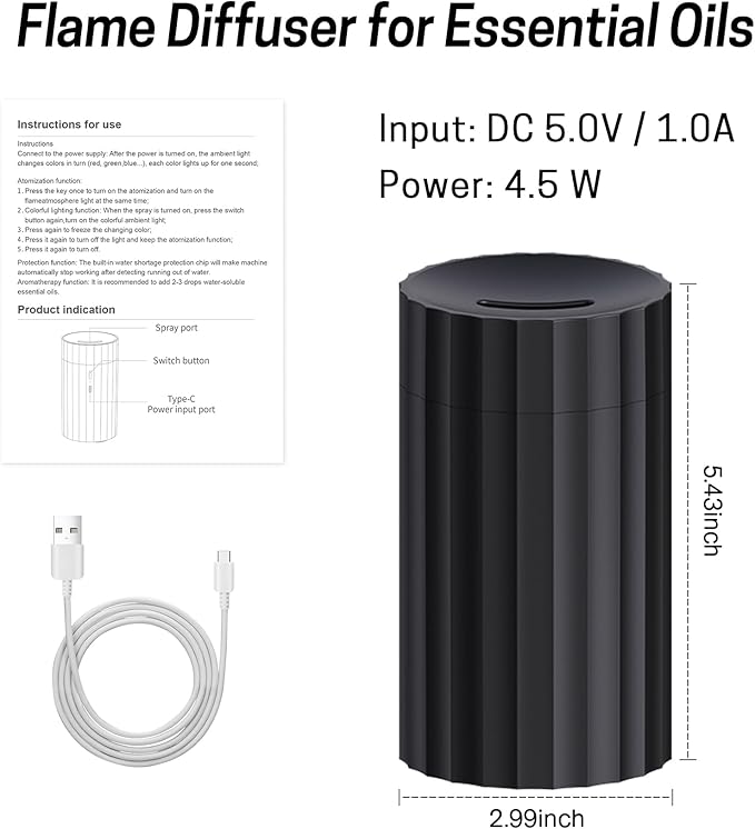 Mini Black Car/Travel Essential Oil Diffuser