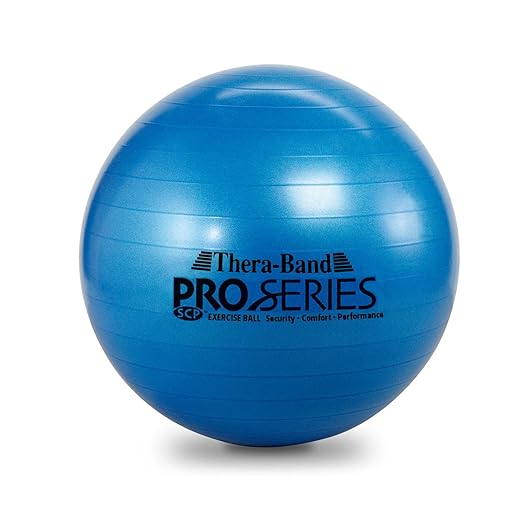 THERABAND Pro Series Exercise Ball, 30" Blue Stability Trainer for 6'2"–6'8"