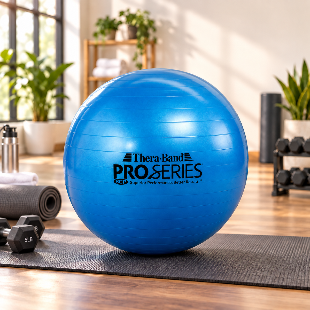 THERABAND Pro Series Exercise Ball, 30" Blue Stability Trainer for 6'2"–6'8"