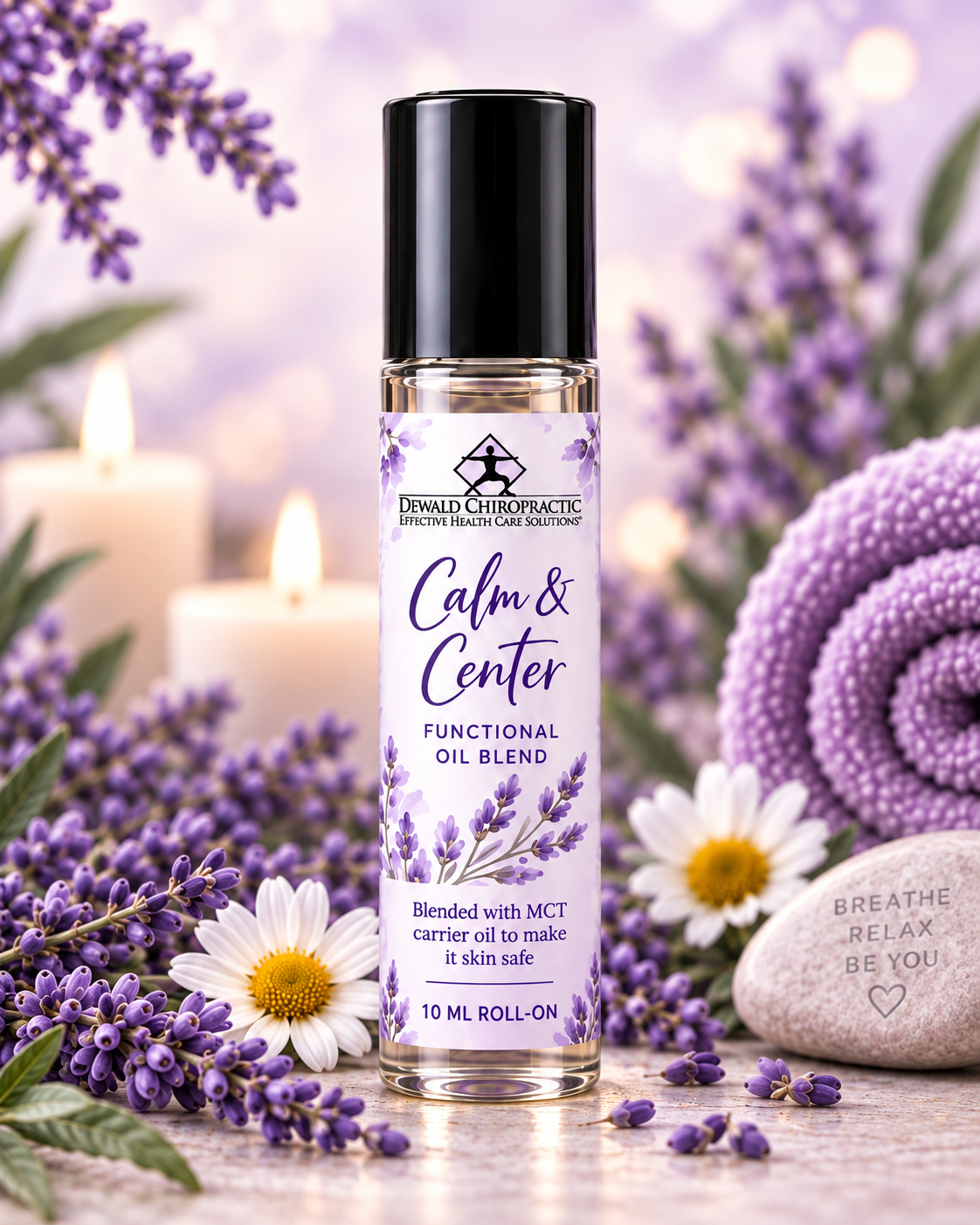 Calm & Center Functional Oil Blend | Lavender Bergamot Chamomile Frankincense | 5ml & Roller