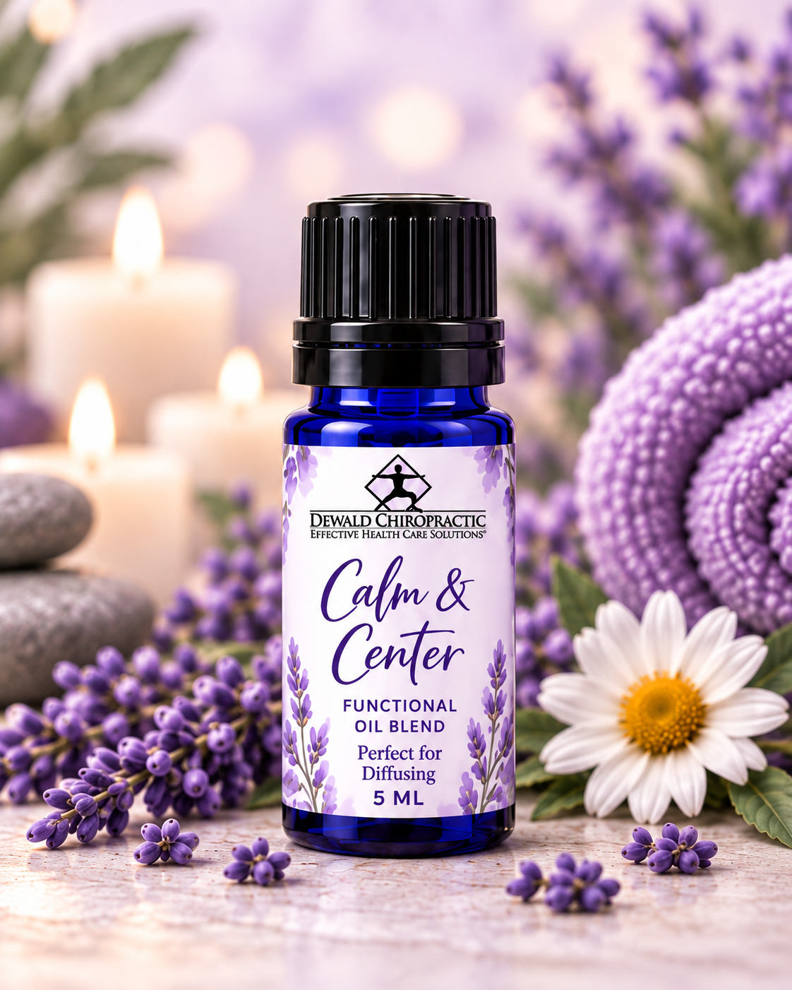 Calm & Center Functional Oil Blend | Lavender Bergamot Chamomile Frankincense | 5ml & Roller