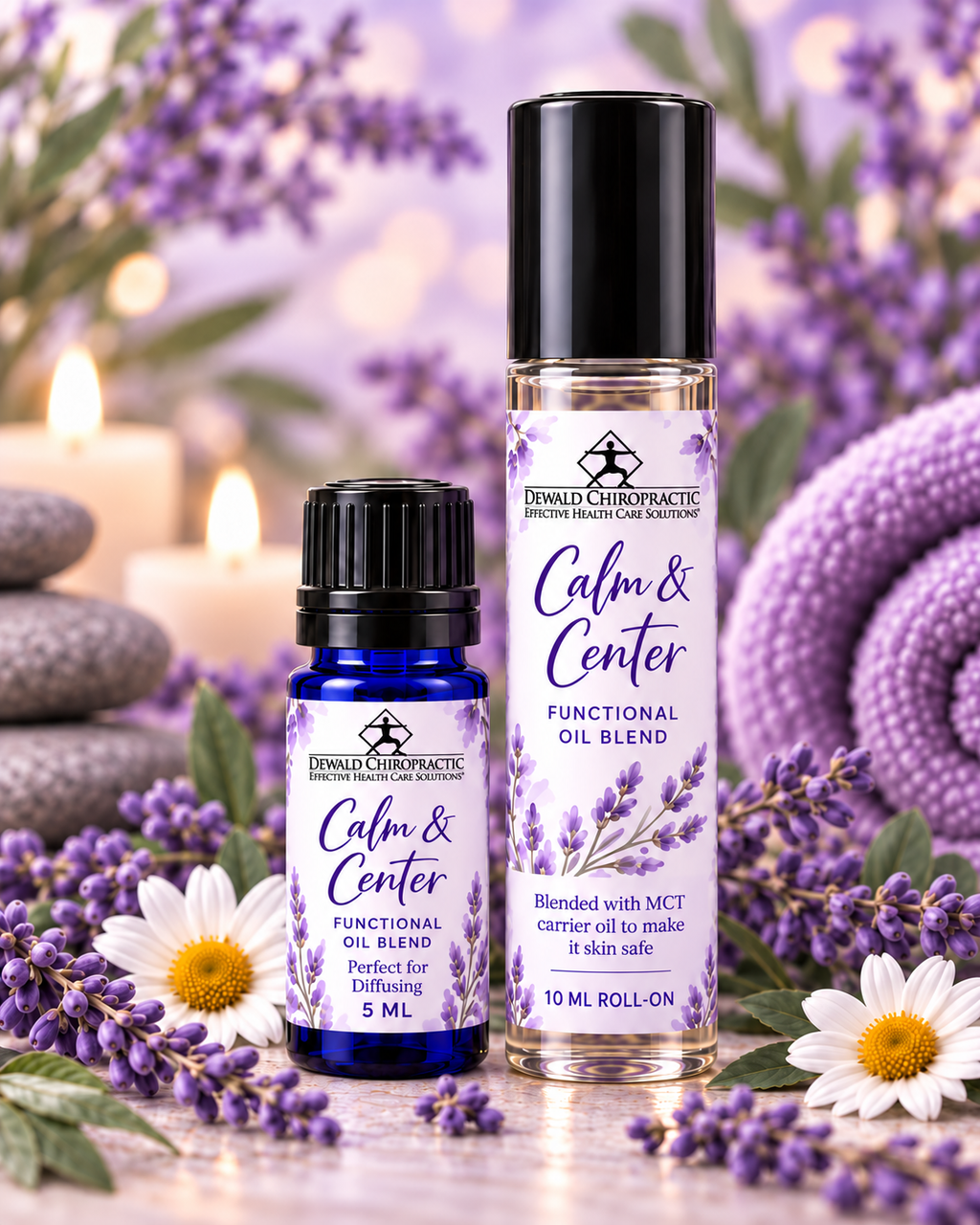 Calm & Center Functional Oil Blend | Lavender Bergamot Chamomile Frankincense | 5ml & Roller