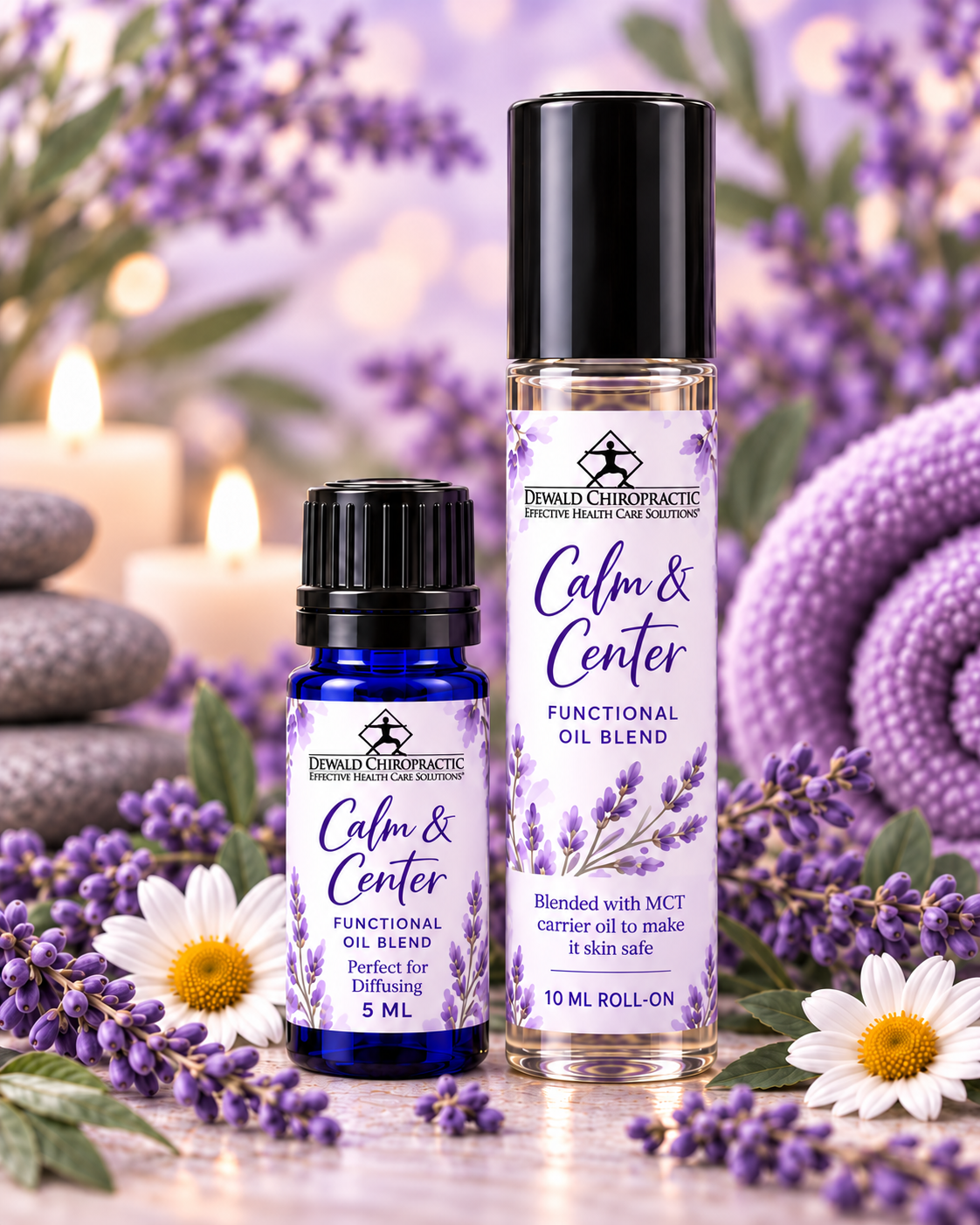 Calm & Center Functional Oil Blend | Lavender Bergamot Chamomile Frankincense | 5ml & Roller