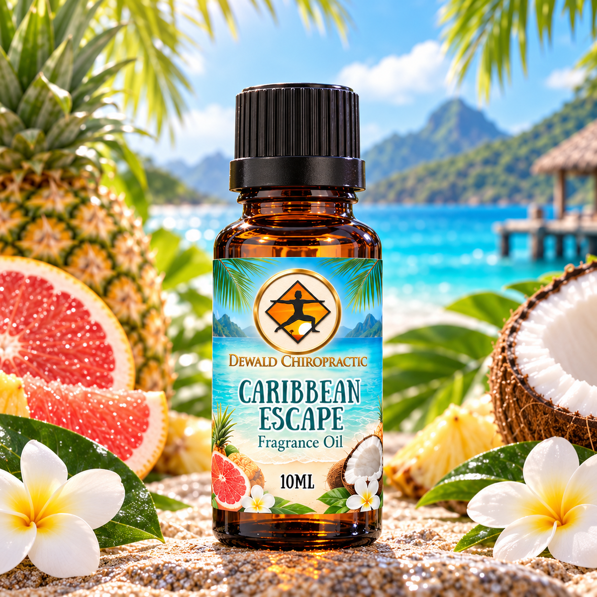 Caribbean Escape Fragrance Oil & Perfume Roller | Grapefruit Pineapple Coconut Tropical Scent | 5ml & 10ml