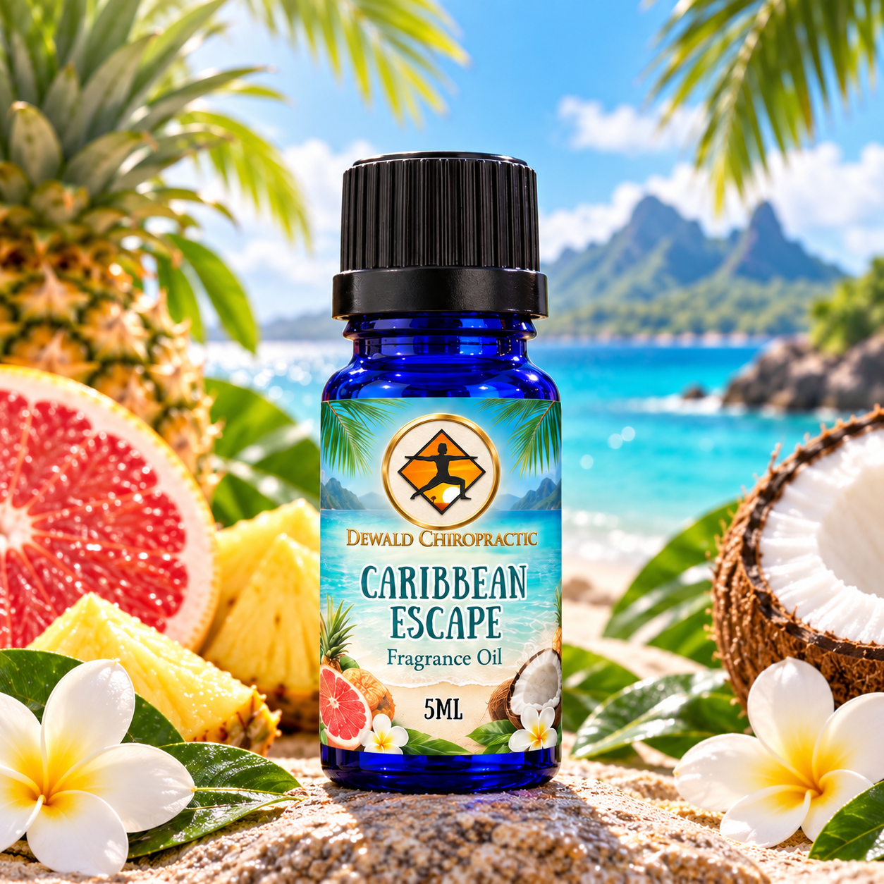Caribbean Escape Fragrance Oil & Perfume Roller | Grapefruit Pineapple Coconut Tropical Scent | 5ml & 10ml