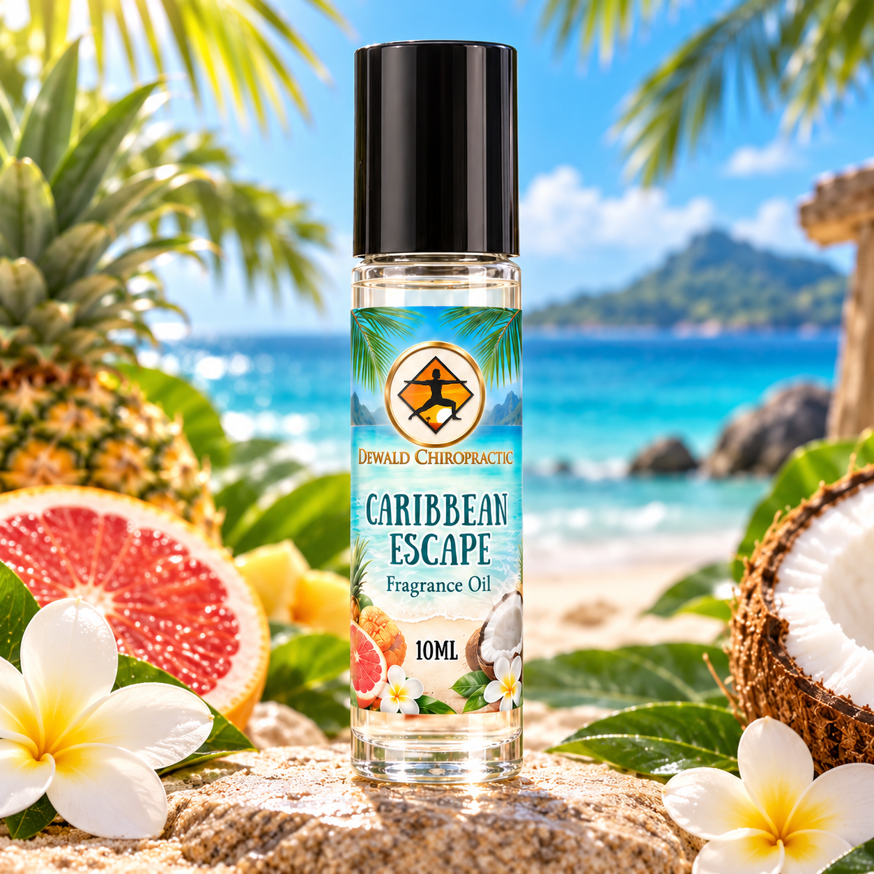 Caribbean Escape Fragrance Oil & Perfume Roller | Grapefruit Pineapple Coconut Tropical Scent | 5ml & 10ml