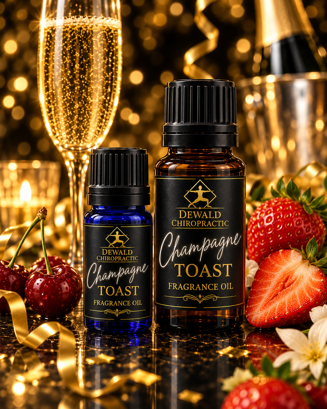 Champagne Toast Fragrance Oil | Strawberry Cherry Vanilla Sparkling Scent | 5ml & 10ml