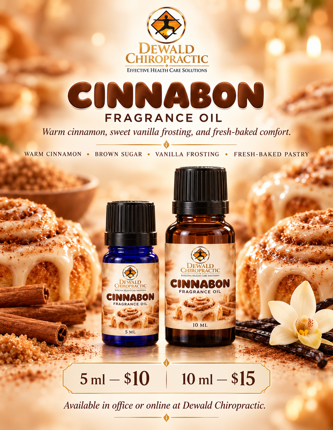 Cinnabon Fragrance Oil | Cinnamon Roll Vanilla Bakery Scent | Candle Soap Diffuser Oil | 5ml & 10ml