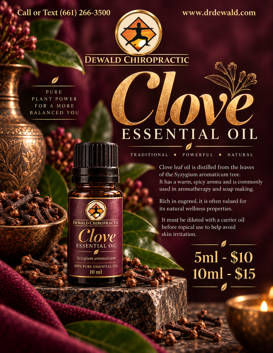 Clove Essential Oil | Warm Spicy Aromatherapy Oil | 5ml & 10ml
