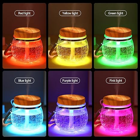 Crackled Glass w/ Rope Handle Color Changing Essential Oil Diffuser