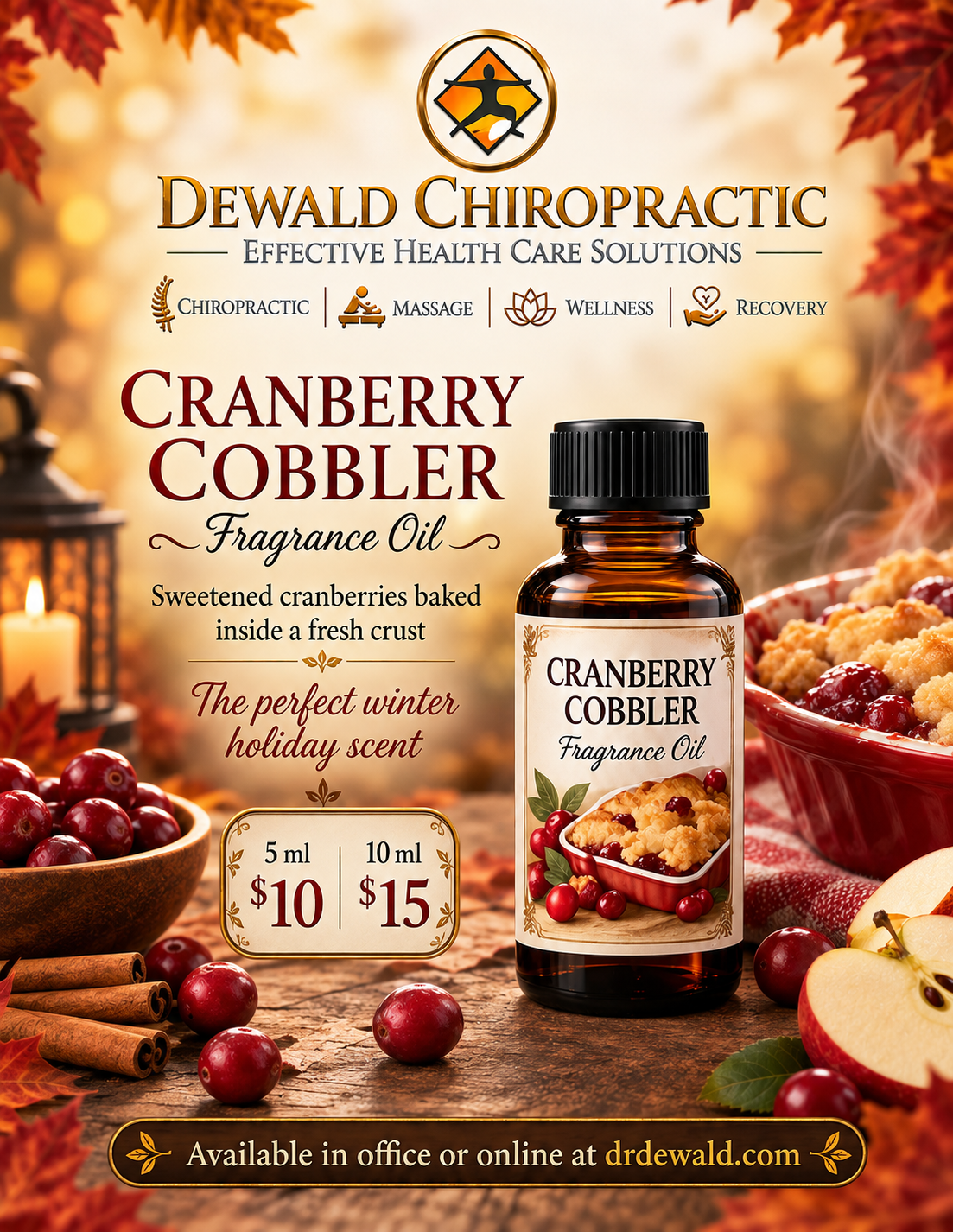 Cranberry Cobbler Fragrance Oil | Cranberry Baked Crust Warm Spice | 5ml & 10ml