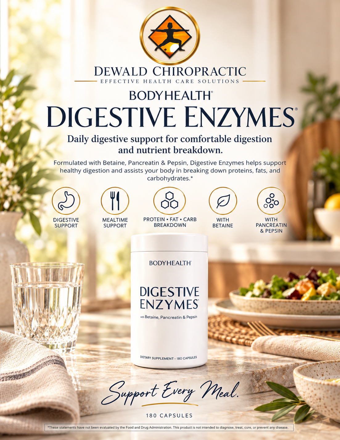 BodyHealth Digestive Enzymes Capsules with Betaine, Pancreatin & Pepsin