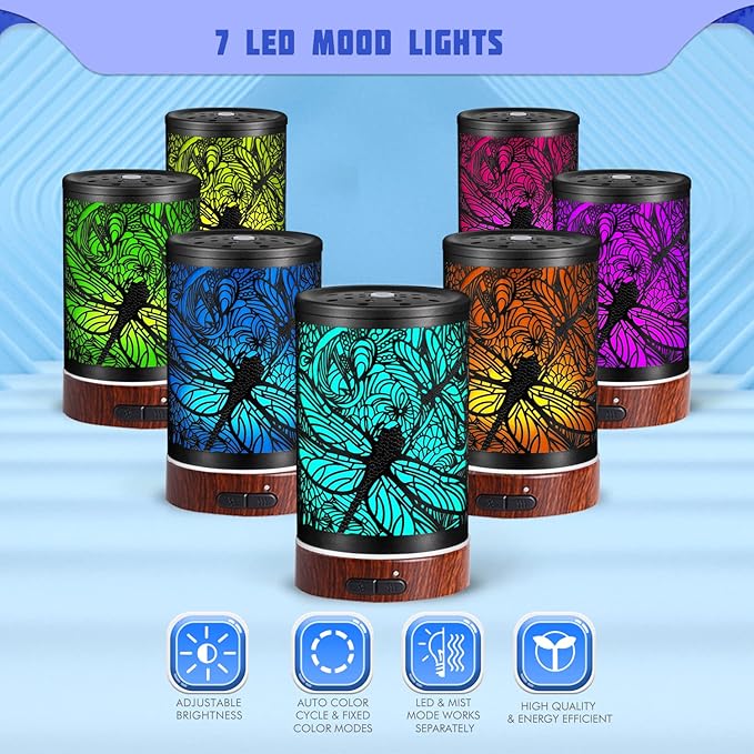 Dragonfly Mandala Color Changing Essential Oil Diffuser