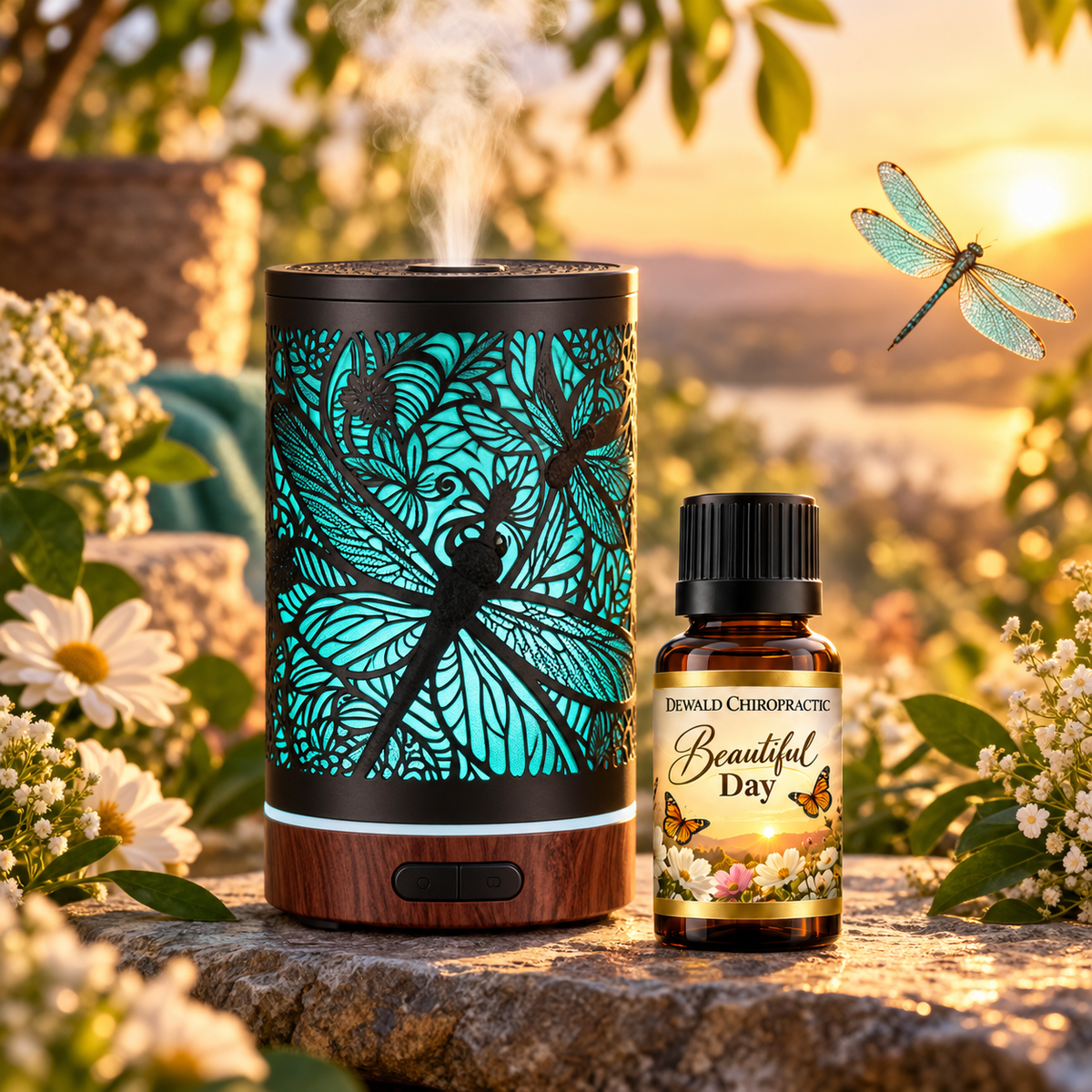 Dragonfly Mandala Color Changing Essential Oil Diffuser