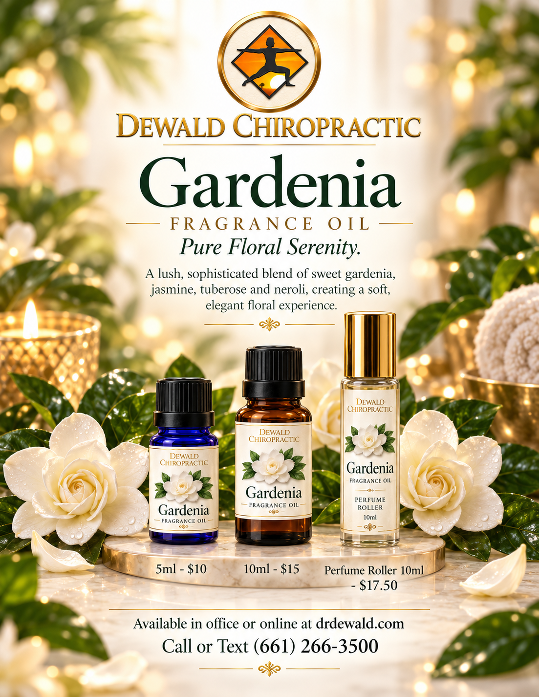 Gardenia Fragrance Oil | Sweet White Floral Perfume Scent | Candle Soap Diffuser Oil | 5ml 10ml Perfume Roller
