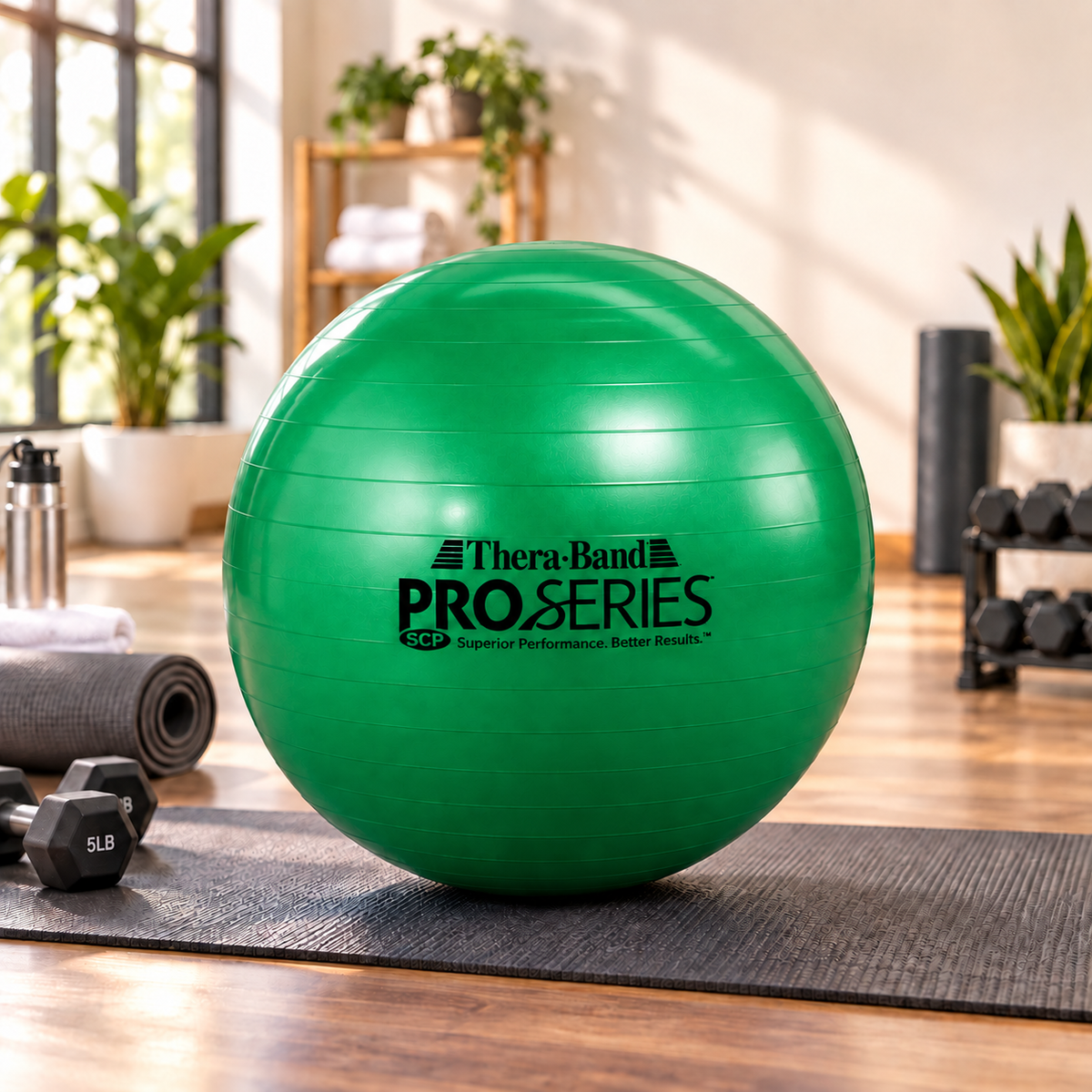 THERABAND Pro Series Exercise Ball, 26" Green Stability Trainer for 5'7"–6'1"