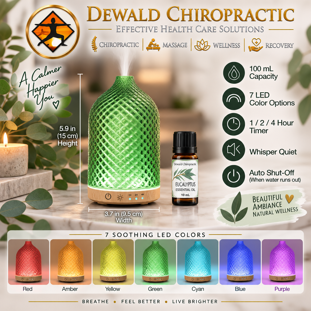 Green Diamond Glass Essential Oil Diffuser – 150 mL | 7-Color LED