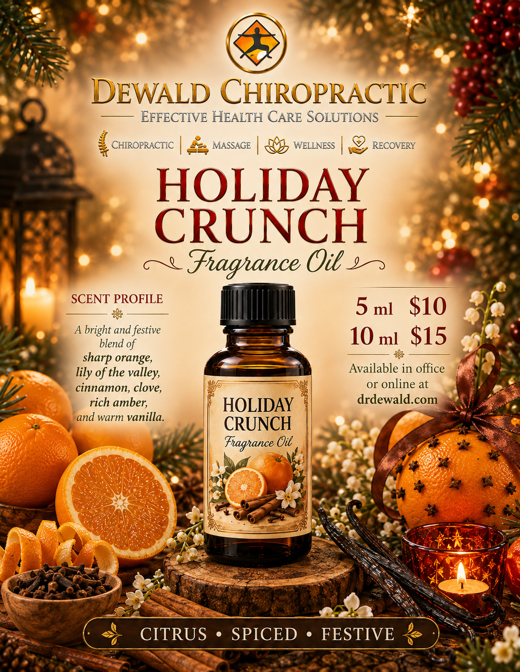 Holiday Crunch Fragrance Oil | Festive Citrus, Spice & Vanilla | 5ml & 10ml