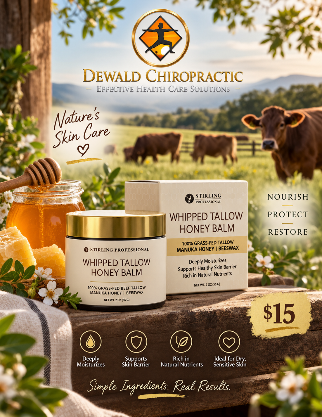 Whipped Tallow Honey Balm for Dry Skin & Skin Barrier Support