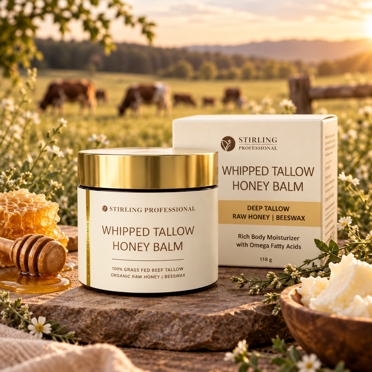 Whipped Tallow Honey Balm for Dry Skin & Skin Barrier Support