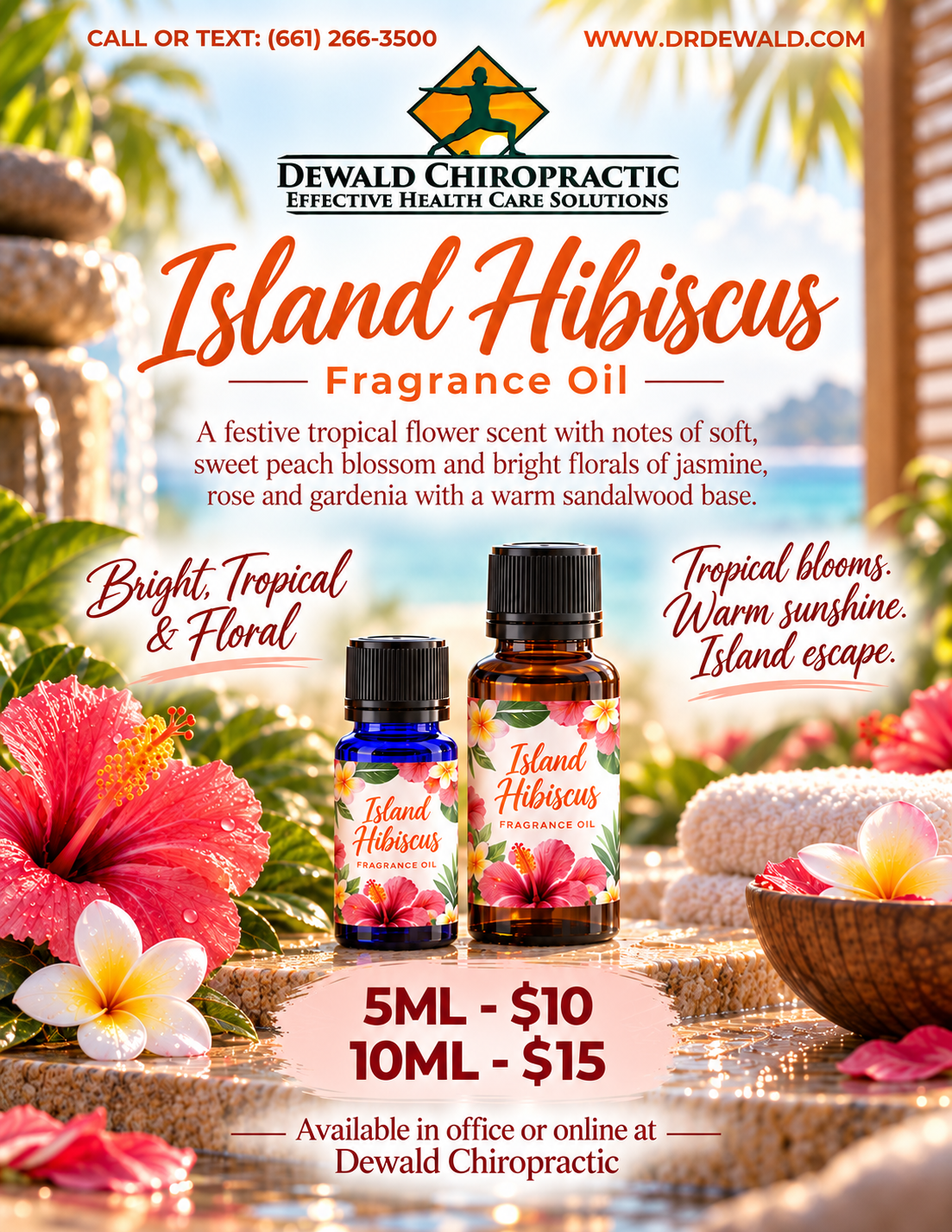 Island Hibiscus Fragrance Oil | Tropical Peach Blossom Jasmine Rose Gardenia Floral Scent | Candle Soap Diffuser Oil | 5ml & 10ml