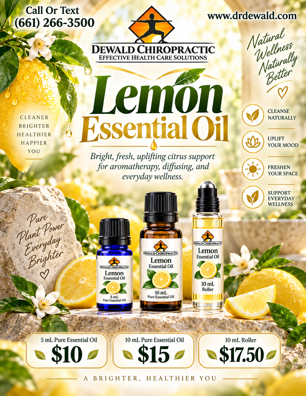 Lemon Essential Oil (Citrus limon) | Fresh Citrus Aromatherapy Oil | 5ml, 10ml & Roller