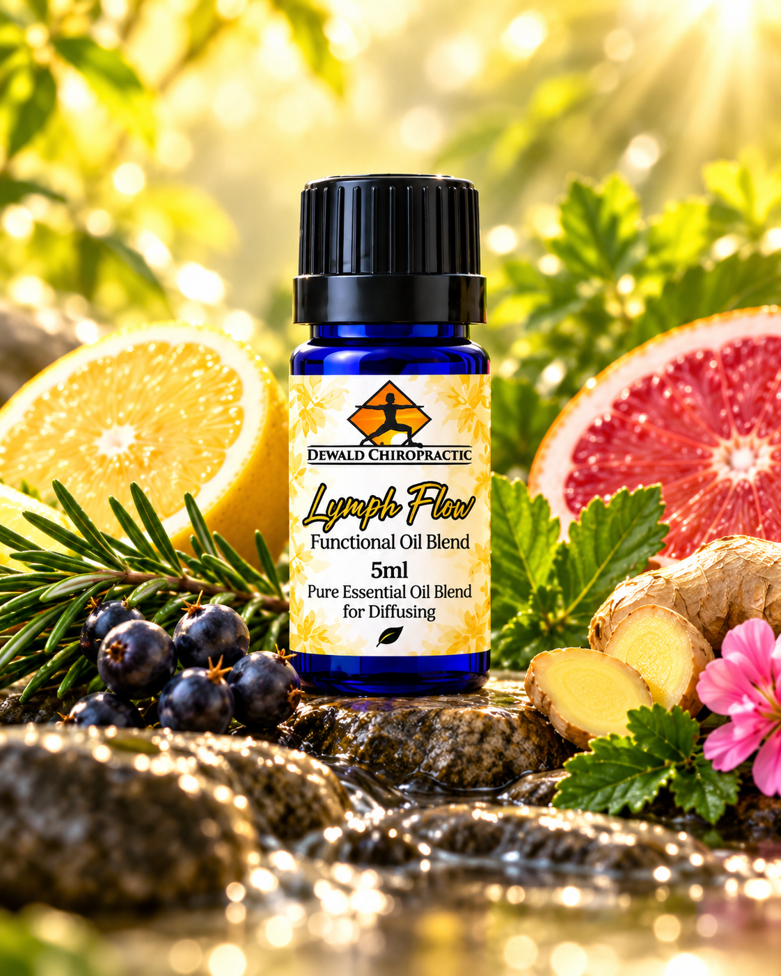 Lymph Flow Functional Oil Blend | Cypress Grapefruit Lemon Juniper Berry | 5ml & Roller
