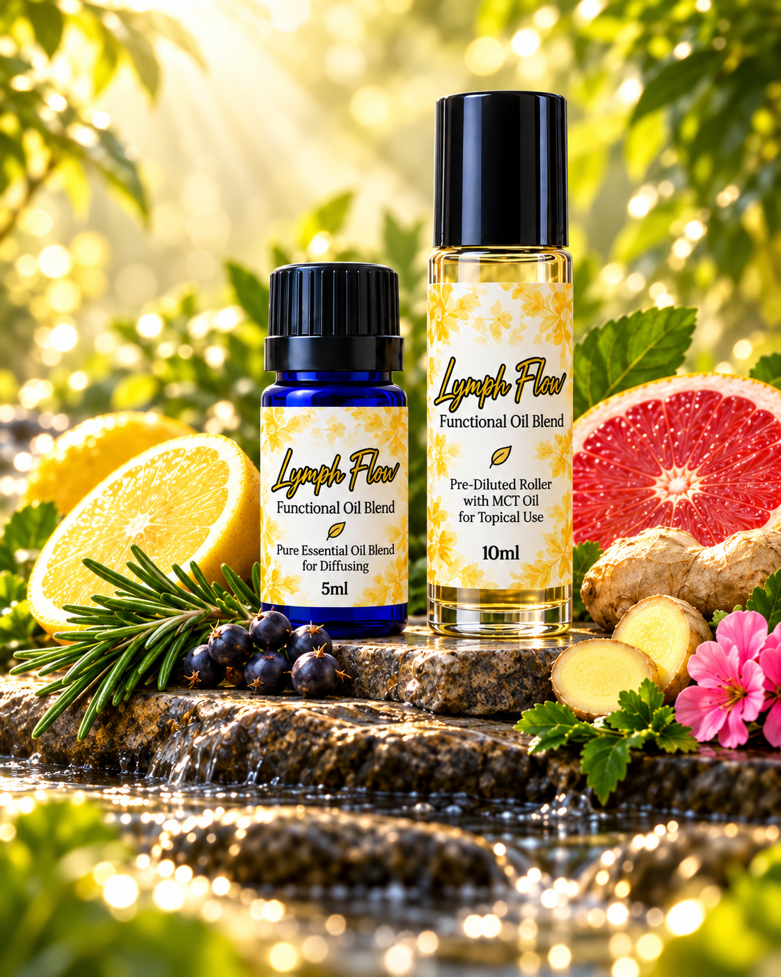 Lymph Flow Functional Oil Blend | Cypress Grapefruit Lemon Juniper Berry | 5ml & Roller