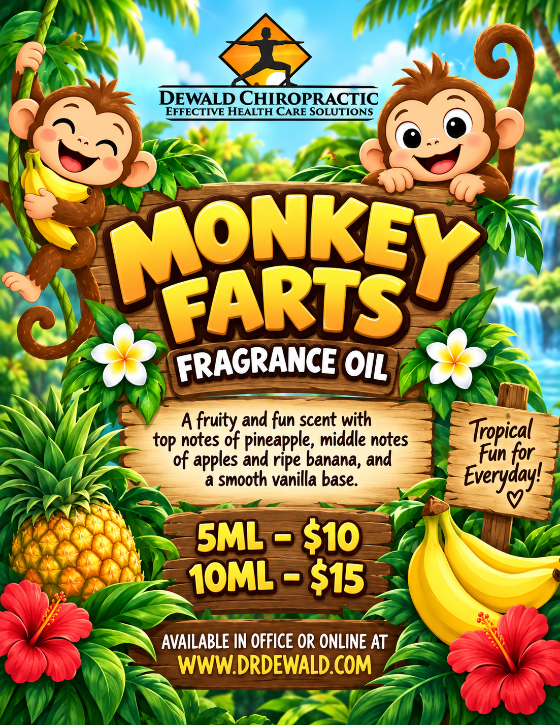 Monkey Farts Fragrance Oil | Tropical Banana Pineapple Vanilla Scent | 5ml & 10ml
