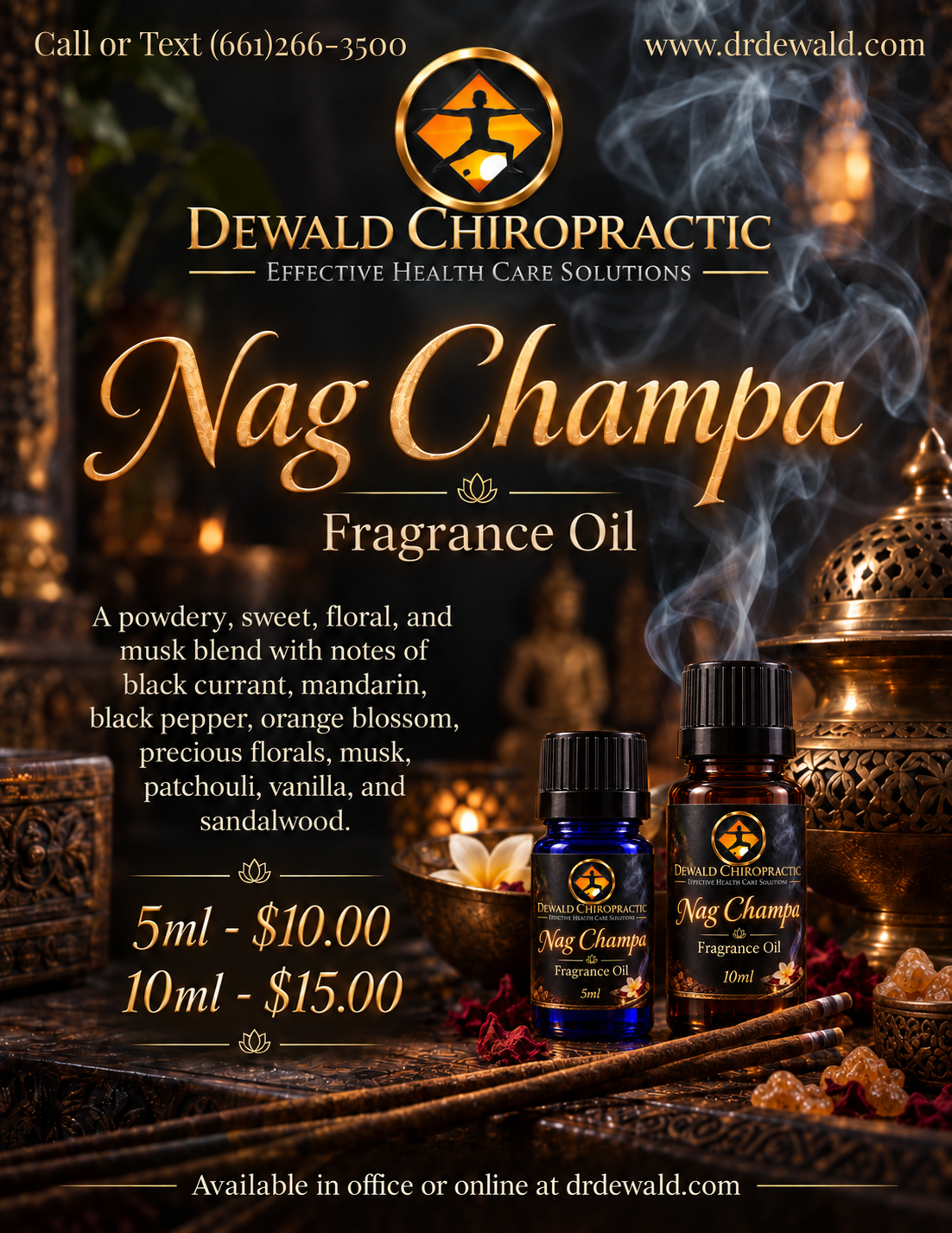 Nag Champa Fragrance Oil | Incense Inspired Sandalwood Vanilla Musk | 5ml & 10ml