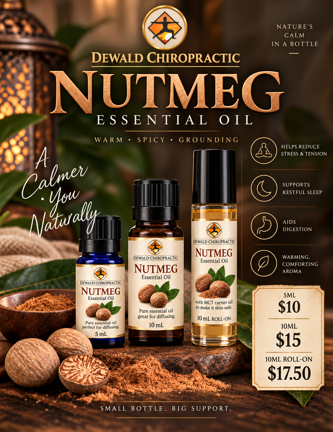 Nutmeg Essential Oil (Myristica fragrans) | Warm Spicy Aromatherapy Oil | 5ml & 10ml