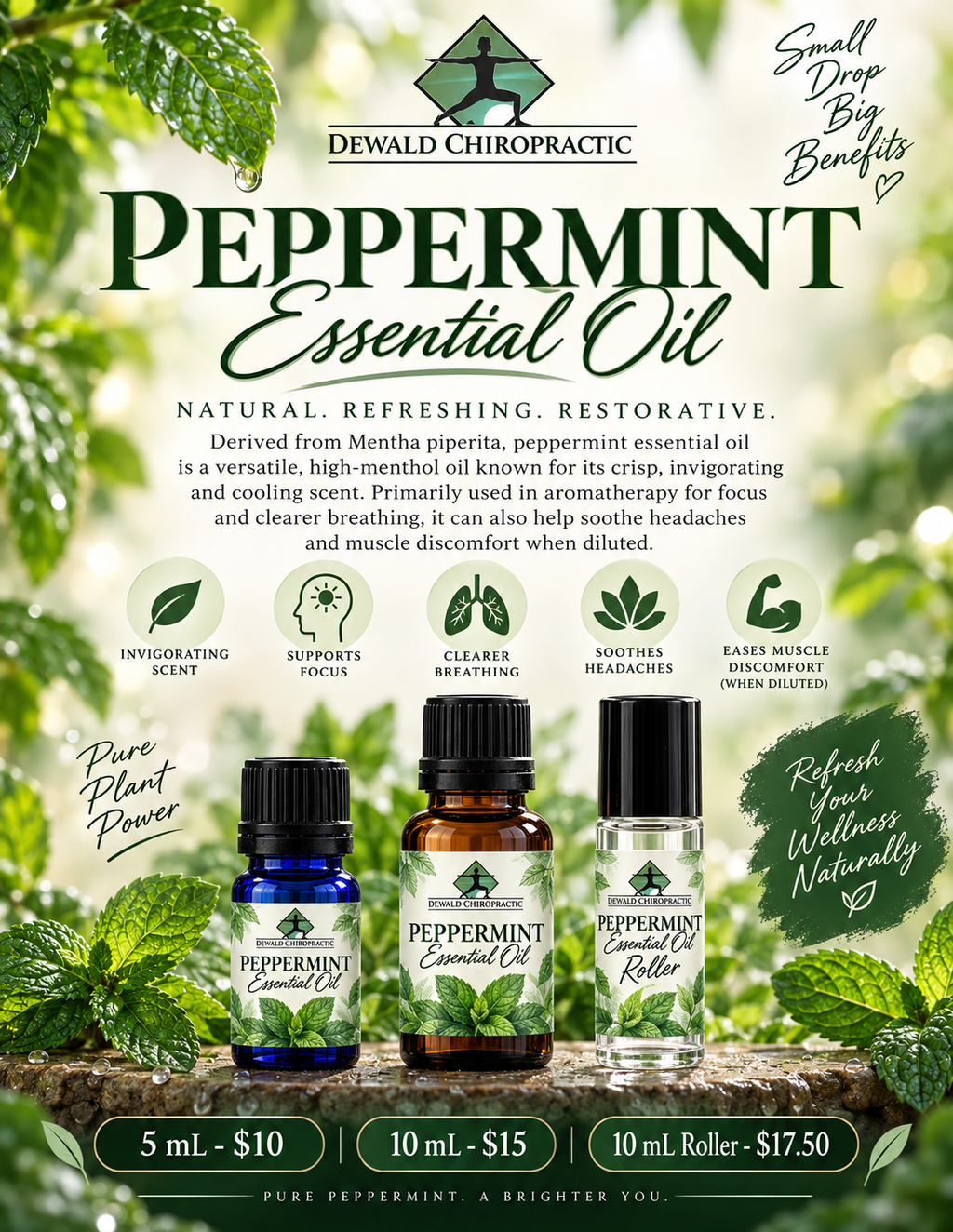 Peppermint Essential Oil | Menthol Mint Aromatherapy Oil | 5ml & 10ml