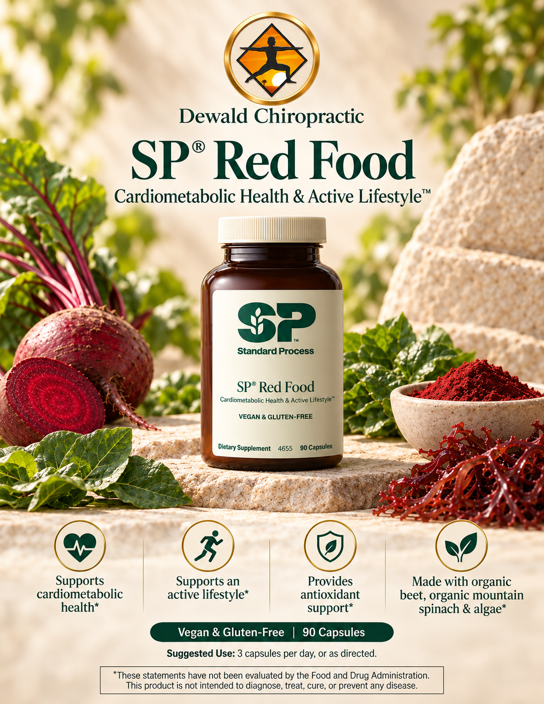 SP® Red Food | Whole Food Astaxanthin Supplement | Cardiometabolic, Active Lifestyle & Healthy Aging Support | 90 Capsules