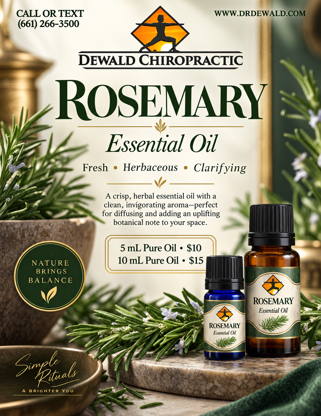 Rosemary Essential Oil (Rosmarinus officinalis) | Herbal Aromatherapy Oil | 5ml & 10ml