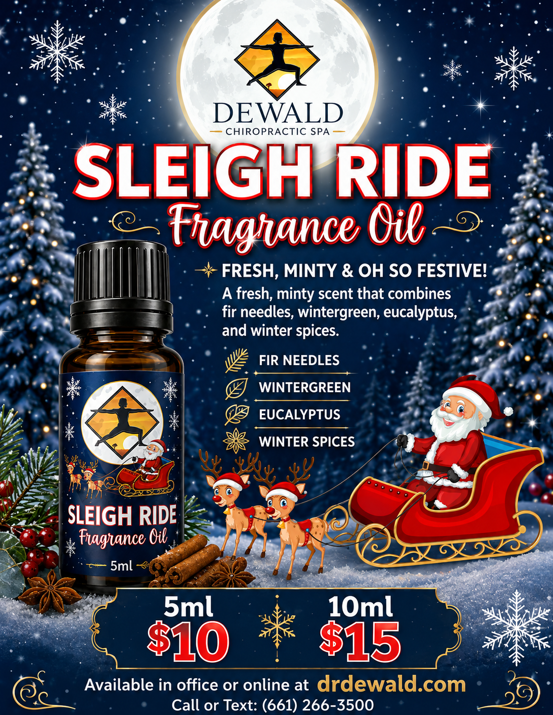Sleigh Ride Fragrance Oil | Mint Fir Wintergreen Holiday Scent | 5ml & 10ml