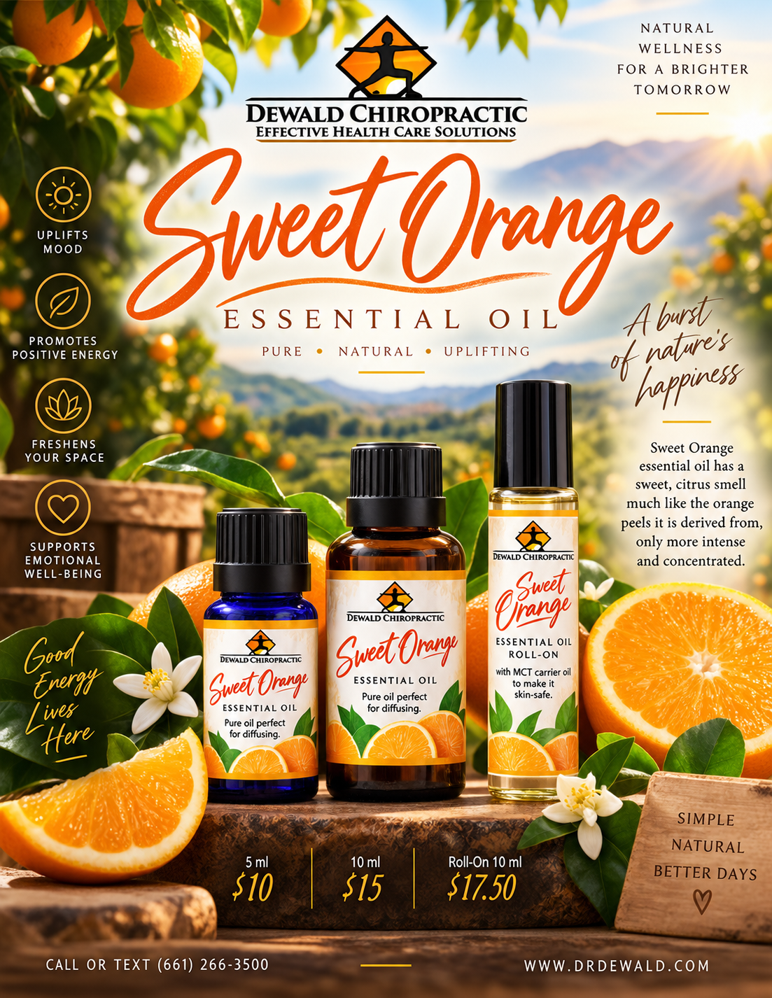 Sweet Orange Essential Oil (Citrus sinensis) | Bright Citrus Aromatherapy Oil | 5ml & 10ml