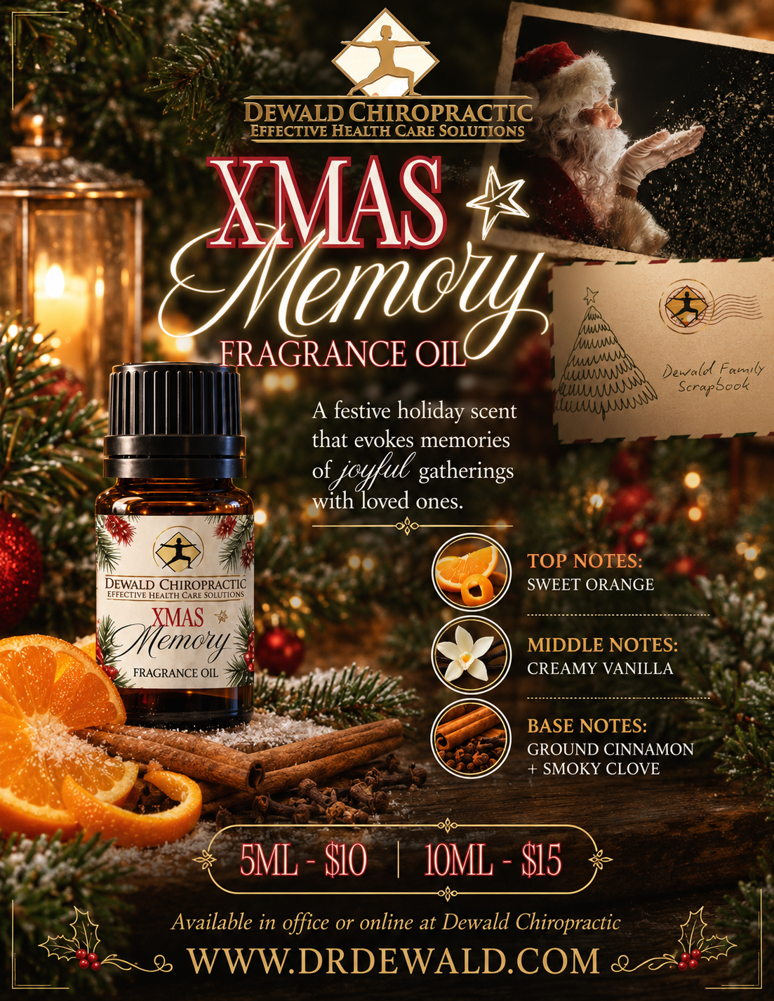 Xmas Memory Fragrance Oil | Orange Cinnamon Vanilla Clove Holiday Scent | 5ml & 10ml