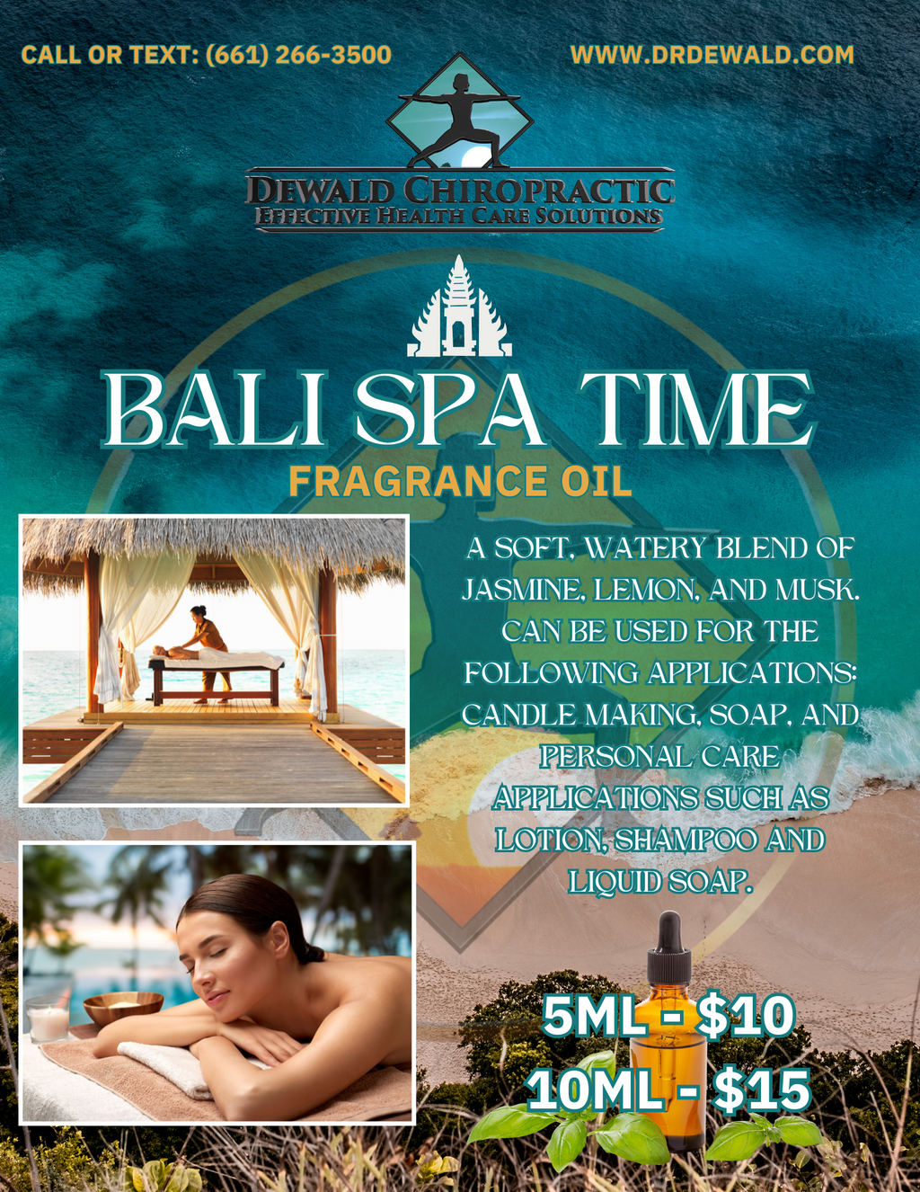 Bali Spa Time Fragrance Oil jasmine lemon musk tropical spa scent