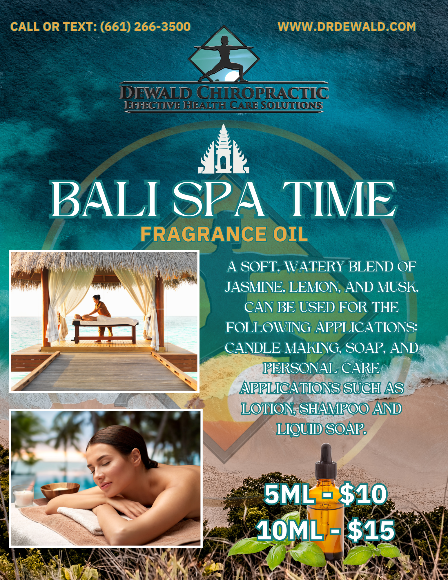 Bali Spa Time Fragrance Oil jasmine lemon musk tropical spa scent