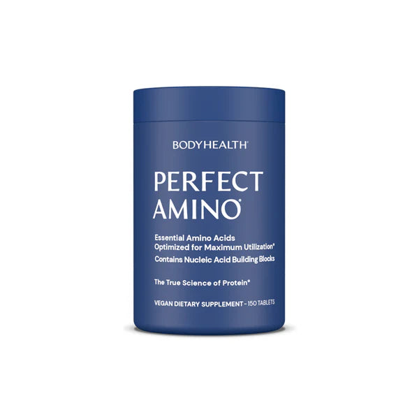 Front view of BodyHealth PerfectAmino essential amino acid tablets bottle