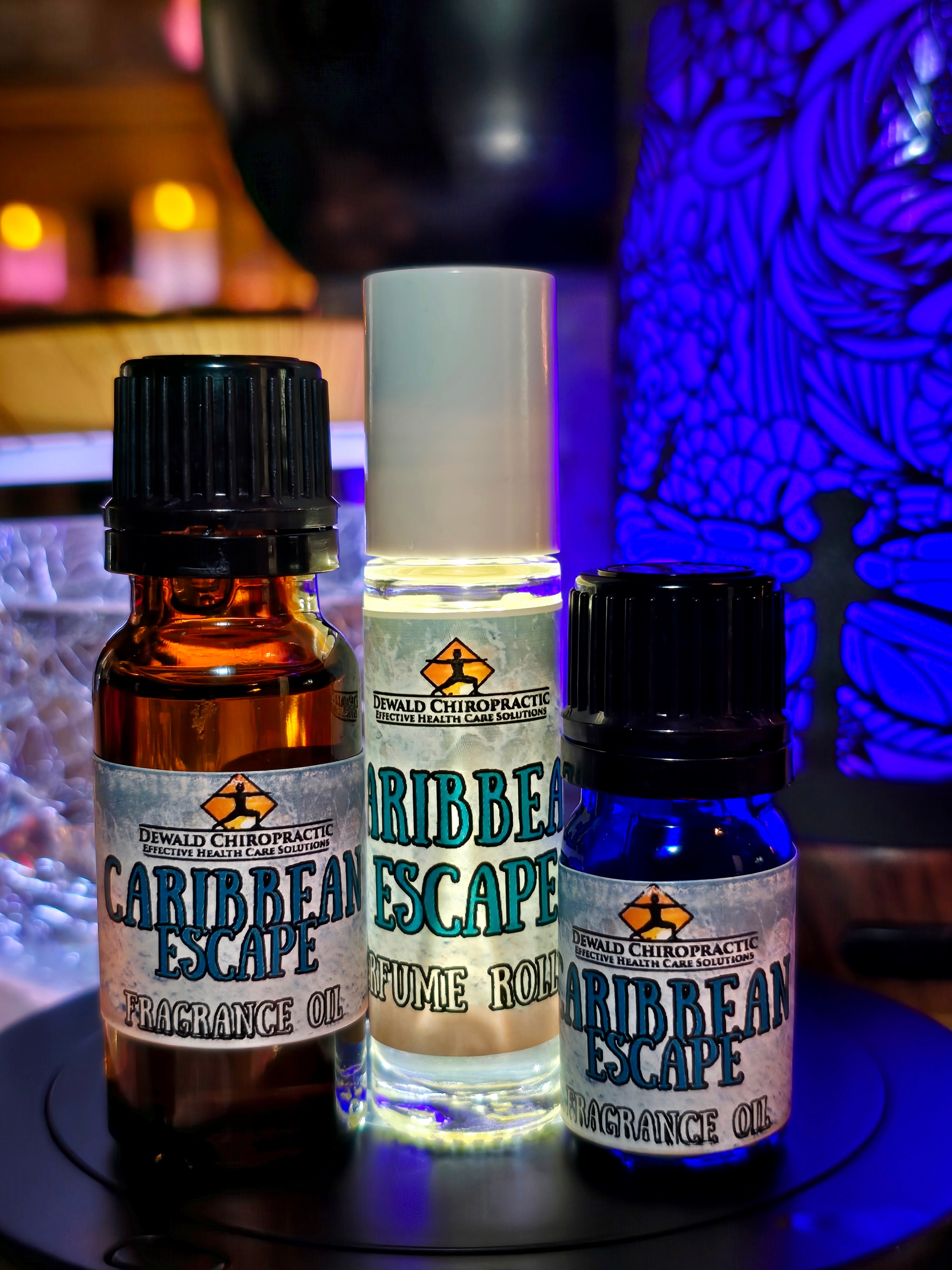 Caribbean Escape fragrance oil and perfume roller Dewald Chiropractic Spa