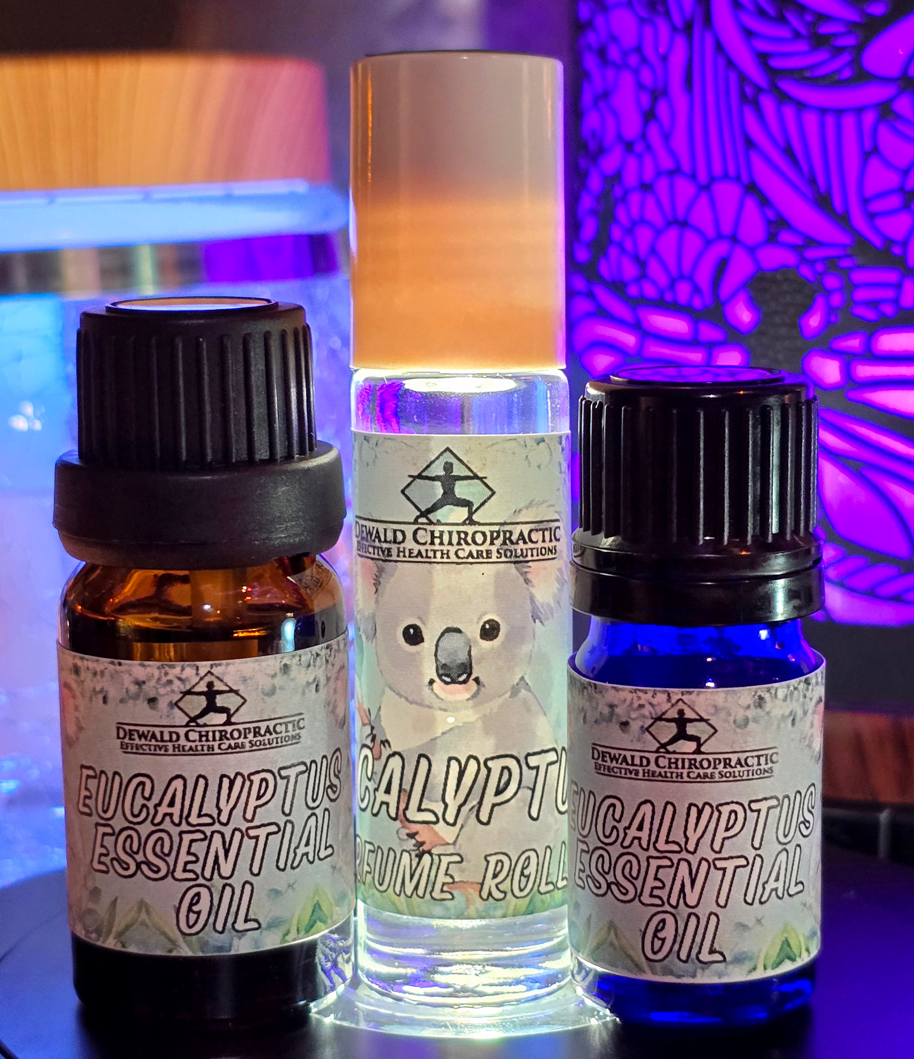 Eucalyptus Essential Oil 5ml 10ml and roller bottles Dewald Chiropractic Spa