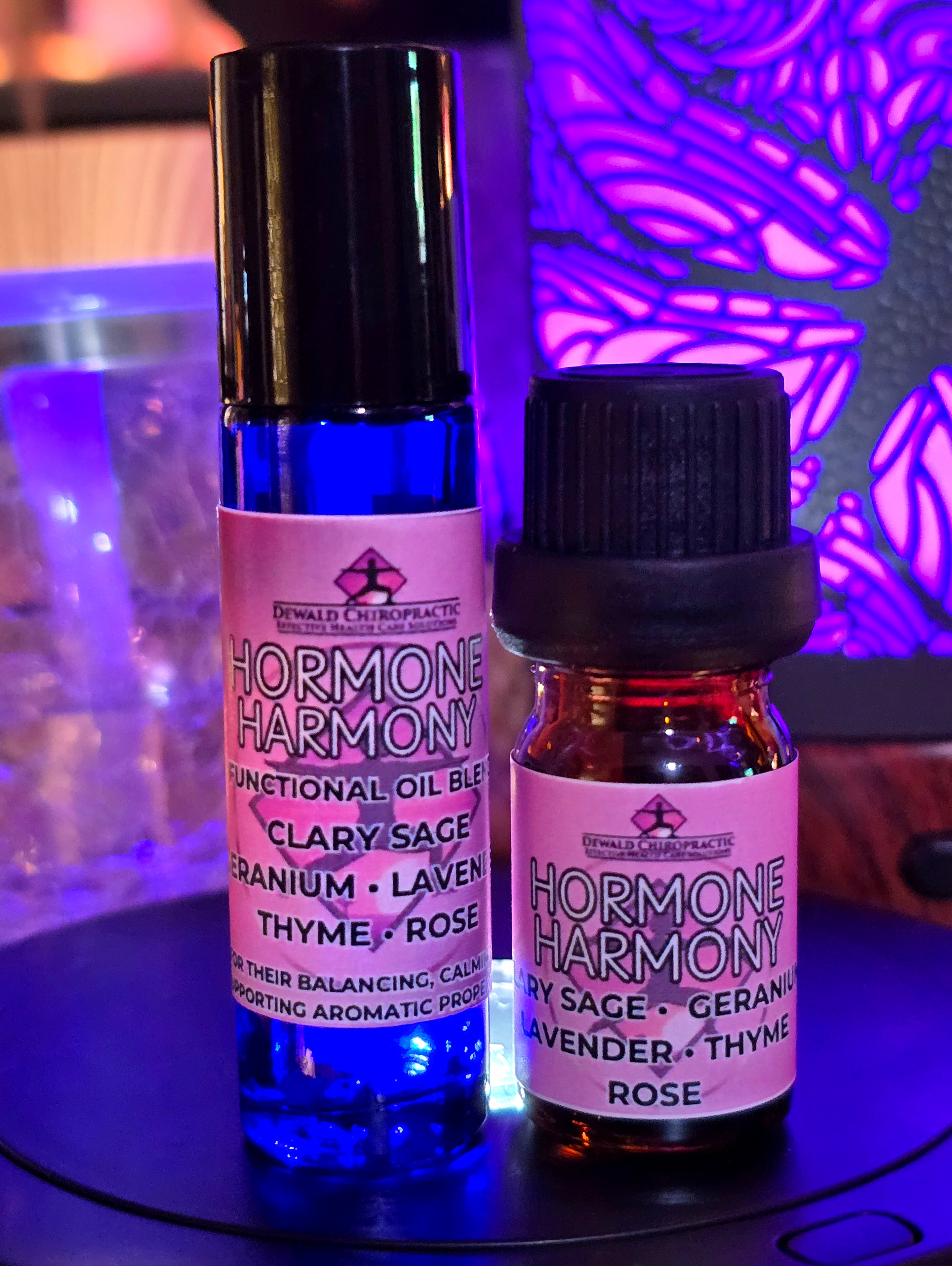 Hormone Harmony functional oil blend 5ml bottle and roller Dewald Chiropractic Spa