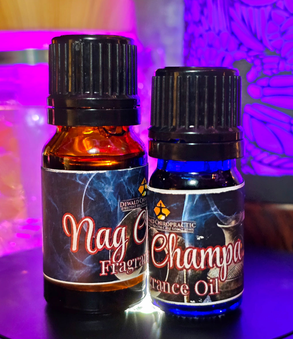 Nag Champa Fragrance Oil 5ml and 10ml bottles Dewald Chiropractic Spa