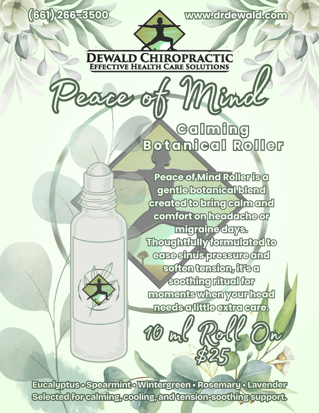 Peace of Mind functional oil blend cooling botanical blend for head and sinus support